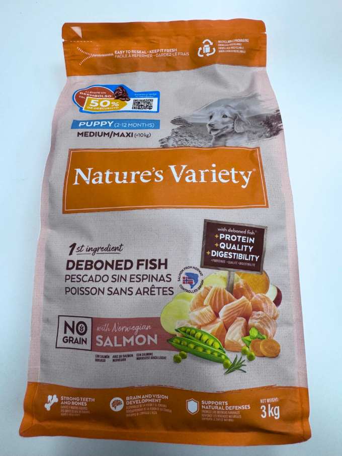 Nature´s Variety Puppy Med/Maxi No grano Salmon