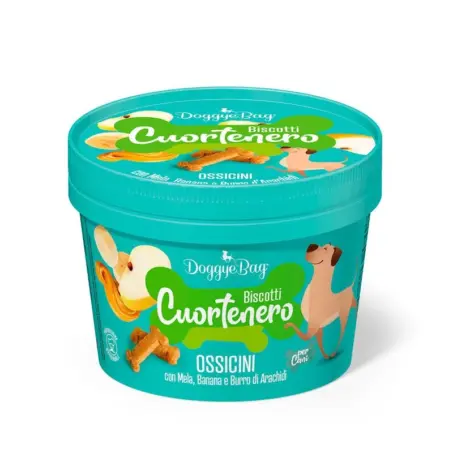 Doggyebag Cuortenero Snack Hueso con Manzana, Platano y Crema Cacahuete para Perros DOGGYE BAG